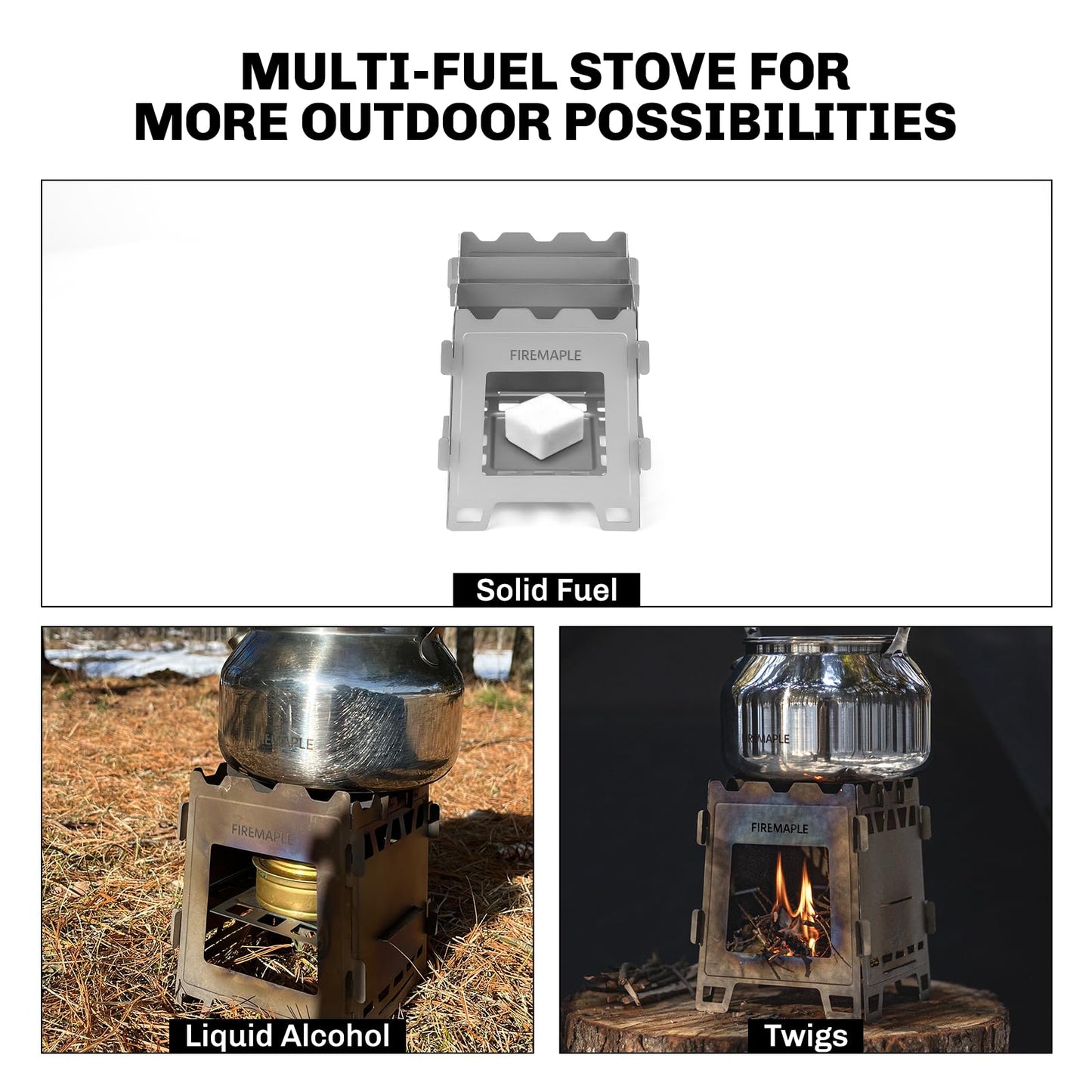 Fire-Maple Fortress Titanium Wood Stove - Ultra-Lightweight, Compact & Multi-Use Stove for Camping, Hiking & Backpacking