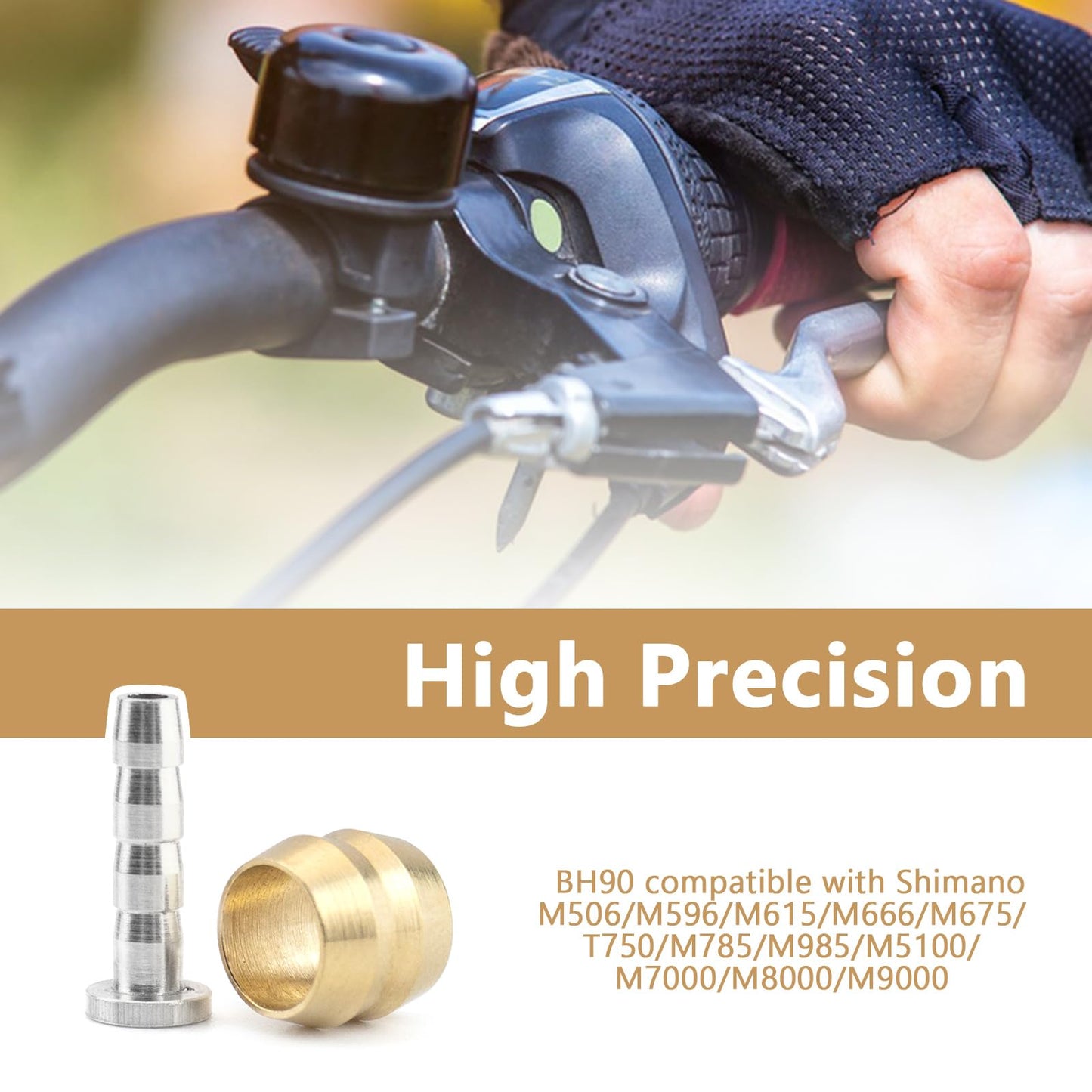 Juxiamal 10 Set Bicycle Olives and Barbs Insert Brass Connecting Insert Hydraulic Disc Brake Hose Olive Connector Component Insert Replacement Compatible with Brake Hose (BH90)