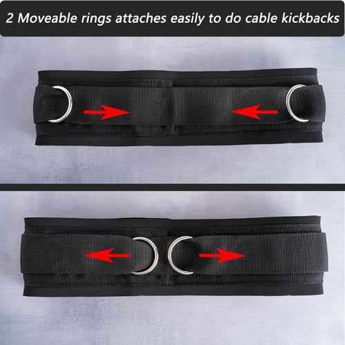 LOOEEL Adjustable Waist Belt Soft Neoprene Padded Belt with 2 Movable Rings for Cable Machines Fitness Exercise Speed Agility Resistance Training