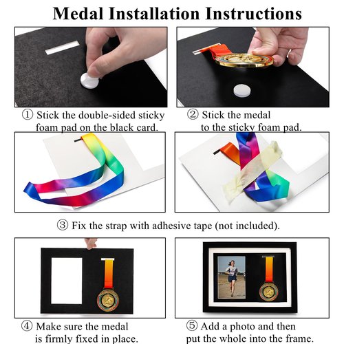 Hacaroa Medal Display Shadow Box, Single Medal and Photo Display Frame Case, Wood Marathon Medal Storage Box for Runners, All Sports Winners, Military Awards, Black