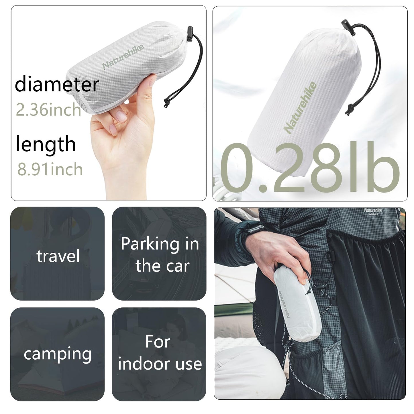 Naturehike Sleeping Bag Liner Ultra-Light 4.51oz - Adult Sleep Sack & Travel Sleep Sack Travel Sheets & Camping Sheet for Backpacking, Hotel, Hostels, Comfy & Easy Care, Full-Length…