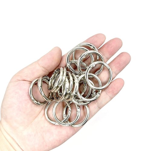 20 Pack 0.75 Inch Keychain Clips,Round Small Carabiner Clip for Key, Metal Keyring Hook Buckle Clip (Silver)