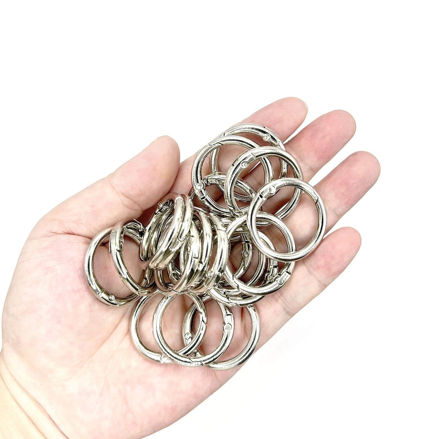 20 Pack 1 Inch Carabiner Clip, Spring O Rings Metal Alloy Purse Clip, Round Keyring Buckle Clips, Small Keychain Hook Clip for Key Bag(Silver)