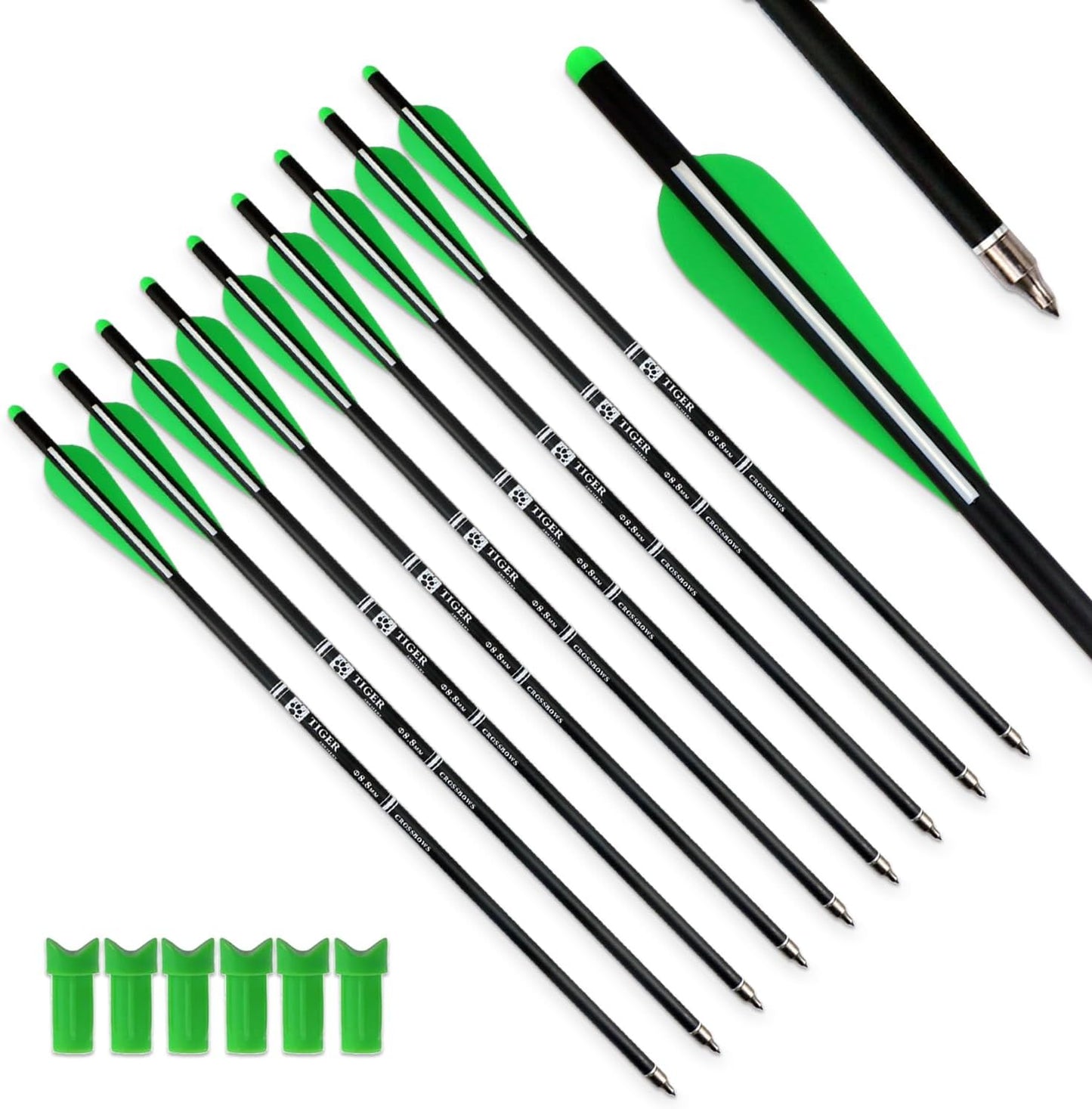 20inch Hunting Archery Carbon Arrow Crossbow Bolts with 4" vanes Feather and Replaced Arrowhead/Tip(Pack of 12) …