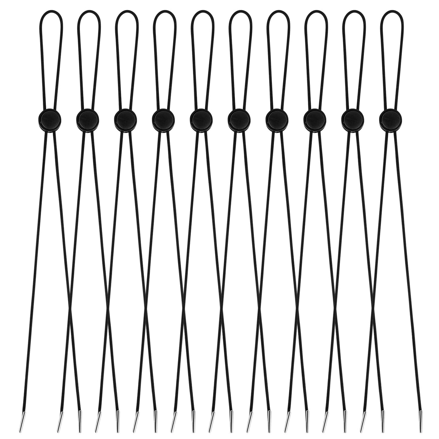 10 Pcs Flexible Hat Chin Cord, Adjustable Hat Strap Clips Elastic Hats Removable Chin Cord Anti-Lost Cap Strap Clips Fastener for Golfing Boating Fishing Hat Outdoor(Black)