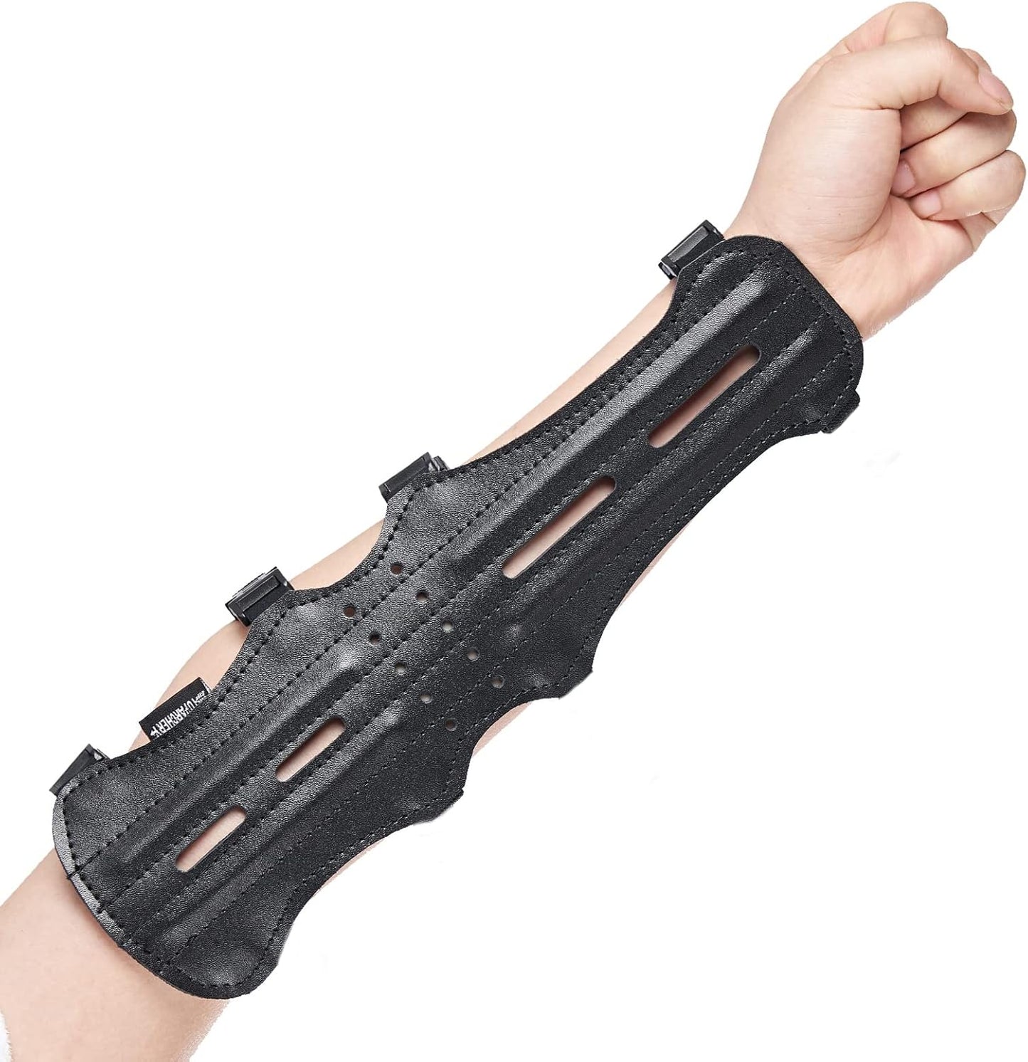 TOPARCHERY 12" Ultra Light Weight Leather Arm Guard Adjustable 4 Strap for Archery 1pk