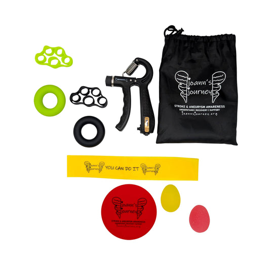JoAnn's Journey Multi-Piece Hand Therapy Exercise Kit, Rehabilitate Strength, Grip, Coordination After Stroke Aneurysm