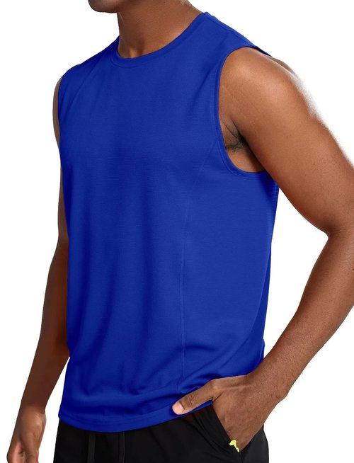 Zengjo Mens Sleeveless Workout Shirt Wicking(Royal Blue,XL)