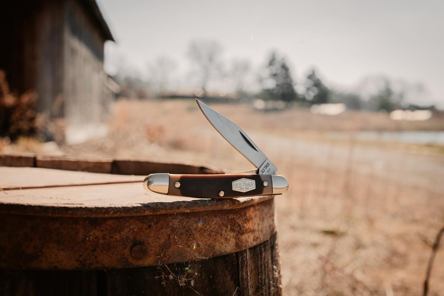 Old Timer 18OT Mighty Mite 4.7in Stainless Steel Traditional Folding Pocket Knife with 2in Clip Point Blade, Nickel Silver Bolsters, and Sawcut Handle for Whittling, Hunting, Camping, EDC, and Outdoor