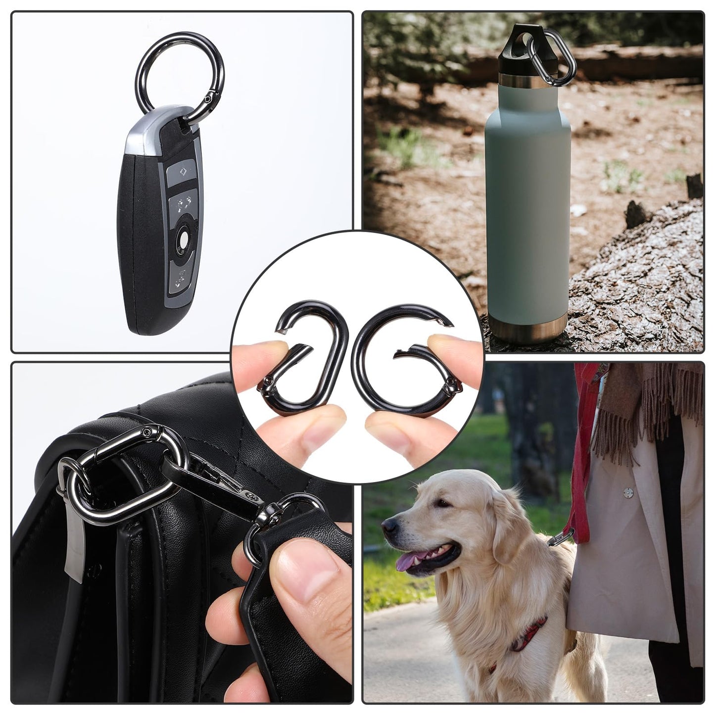 10pcs Small Carabiner Clip Metal Tiny Oval Carabiner Spring O Rings Hooks for Lanyard Keychain Carabiner Clip Set Round Keyring Heavy-Duty Snap Hooks for Wallet Pet Collar Outdoor Camping Hiking