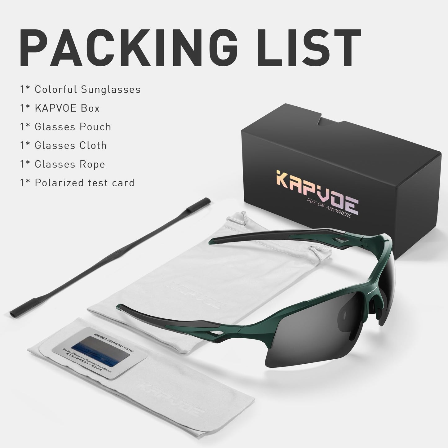 KAPVOE Cycling Glasses Sports Sunglasses Polarized Men Women Baseball Running Mountain Bike Golf MTB Driving
