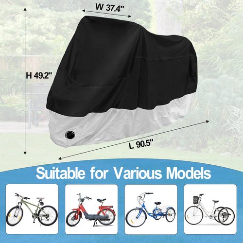 LATOLINON Adult Tricycle Cover, Trike Bicycle Cover Outdoor Storage Waterproof, Dust Wind Proof, Bike Covers for 2 or 3 Bicycles