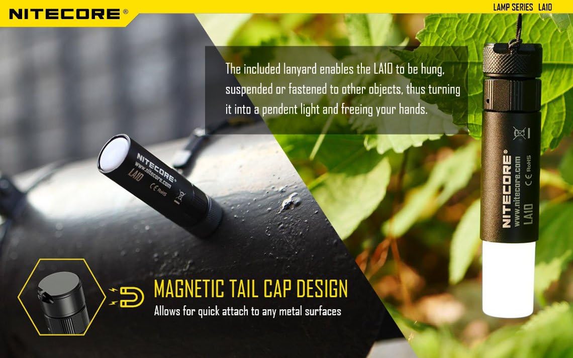 Nitecore LA10 135 Lumen Mini LED Camping Lantern - Compact Lightweight Including AA Battery and LumenTac Battery Organizer