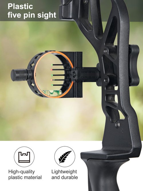 5-Pin Bow Sight with LED Sight Light Reversible Mount Design Archery Sight