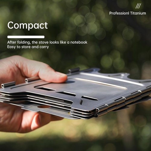 Ti artisan Titanium Wood Burning Stove Foldable Camping Backpacking Stove Portable Wood Alcohol Stove for Outdoor Camping Picnic BBQ