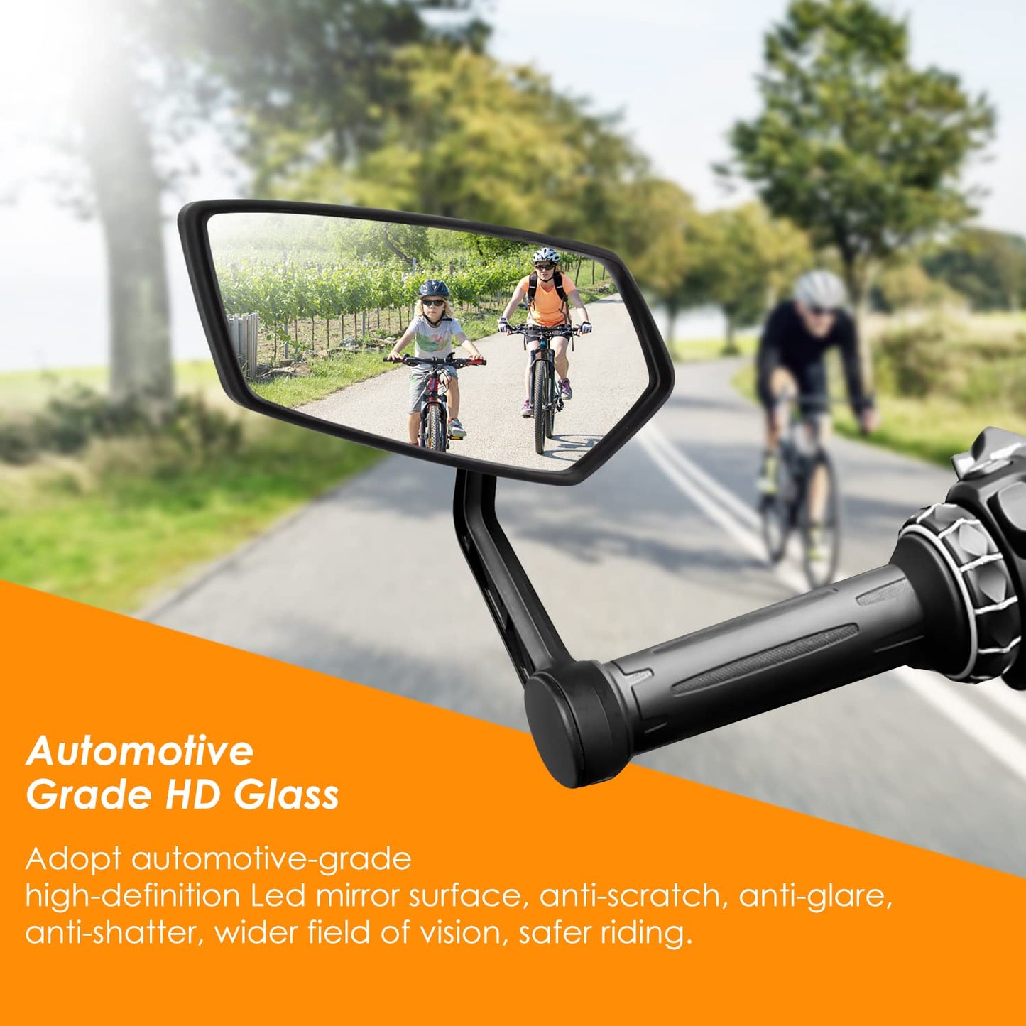 Arkham Bike Mirror for 0.59-0.65" Diameter Handlebar HD Bar End Bicycle Mirror Thickened Auto-Grade Glass for Handlebar Rearview Mirror Essential Bike Tool for Bicyclists E-Bike (Left)