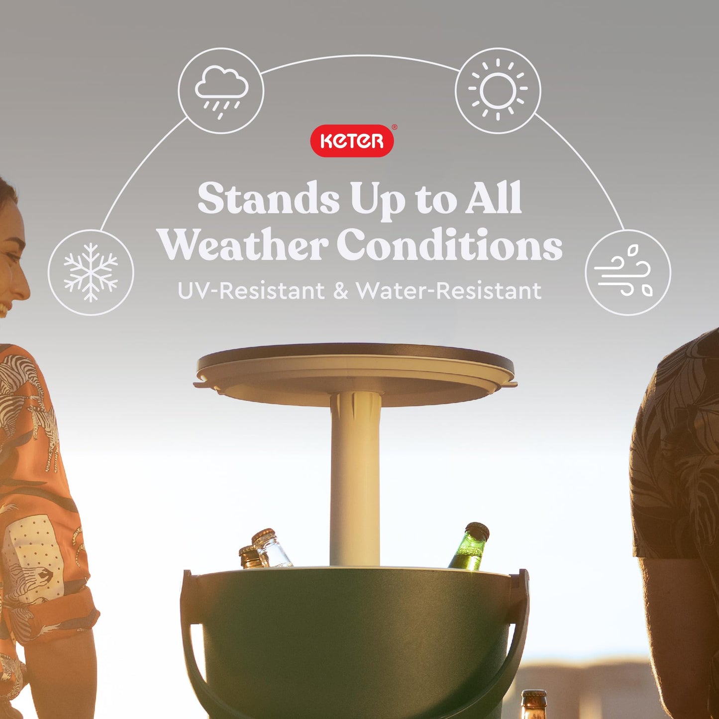 Keter Go Bar 4.2 Gallon Portable Beer and Wine Cooler with Handle and Pop Up Outdoor Table Perfect for Your Patio, Picnic, and Beach Accessories, Green
