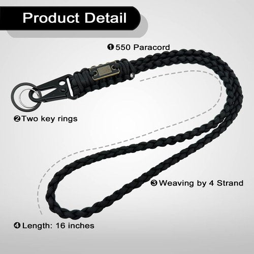 DDOUT Heavy Duty Paracord Lanyard for ID Badges, Tactical Military Braided Lanyard with USA Flag
