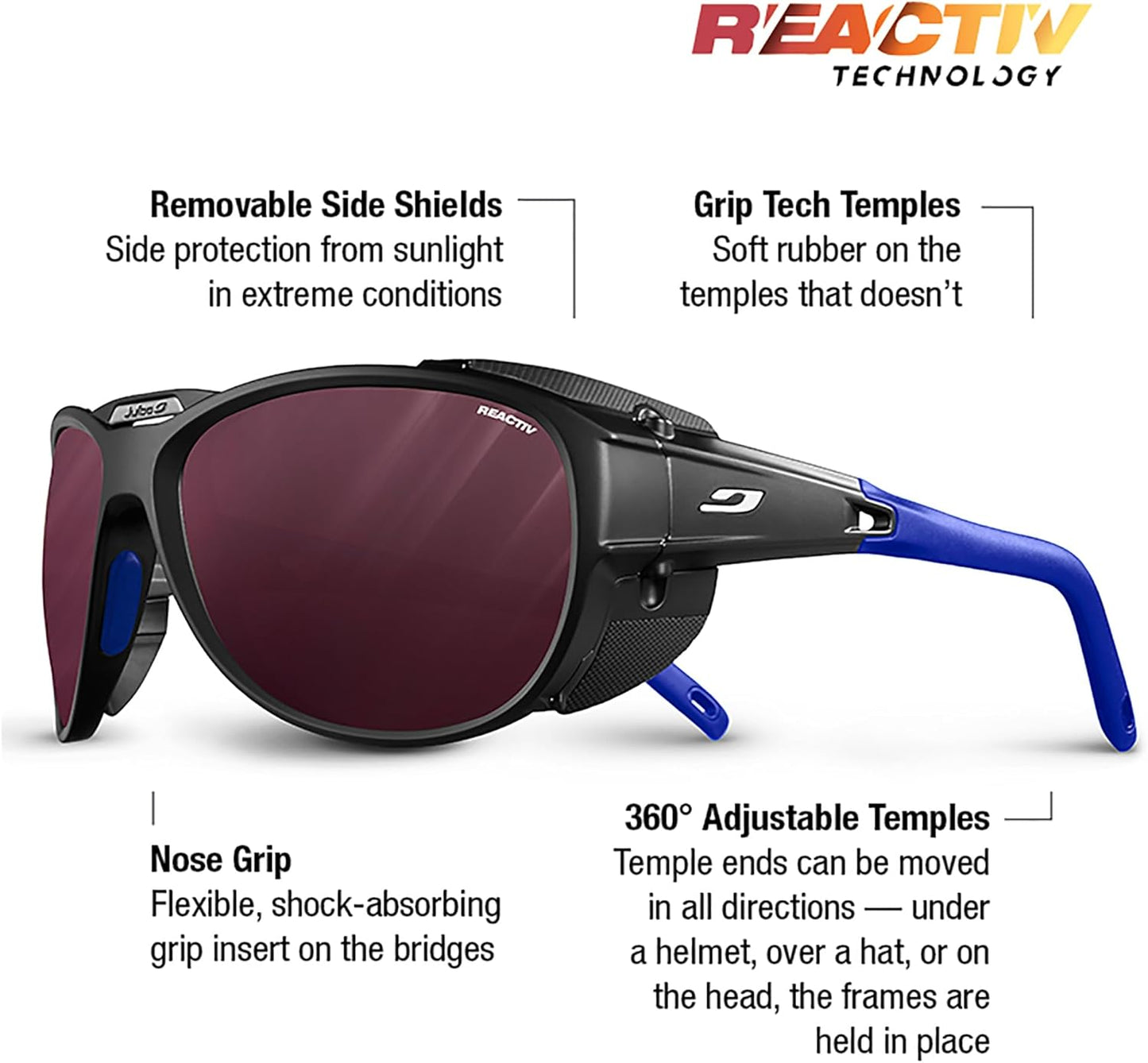 Julbo Explorer 2 Glacier Sunglasses for Men & Women w/Removable Side Shields for Hiking, Ski, Lifestyle - 100% UV Protection