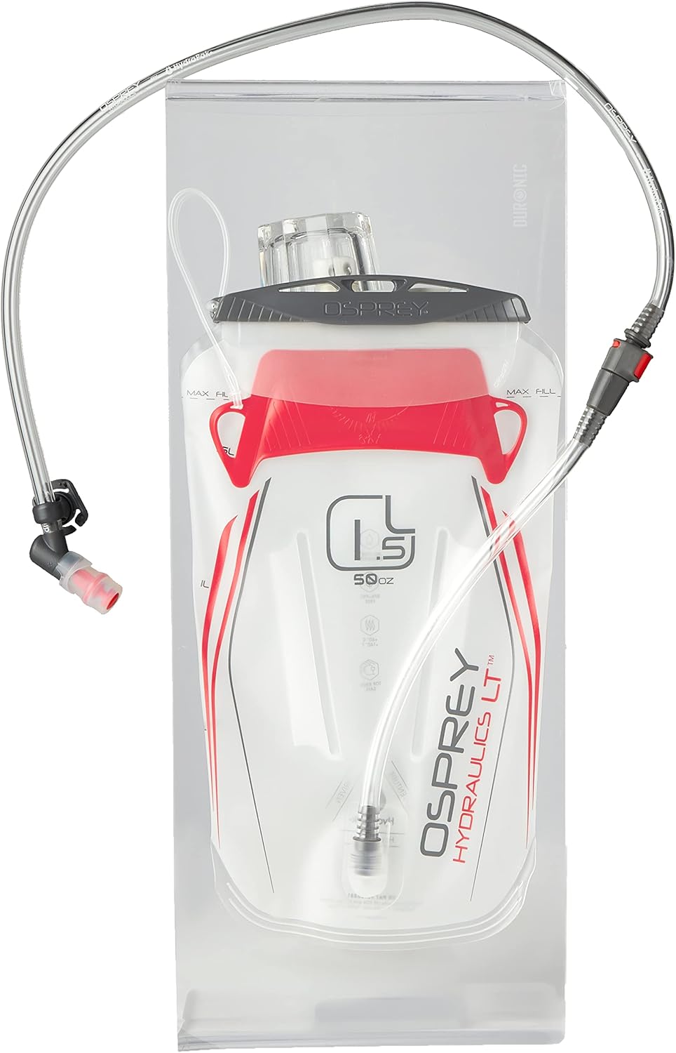 2.5L Osprey Hydraulics LT Water Reservoir with Bite Valve - Lightweight Red Hydration Bladder