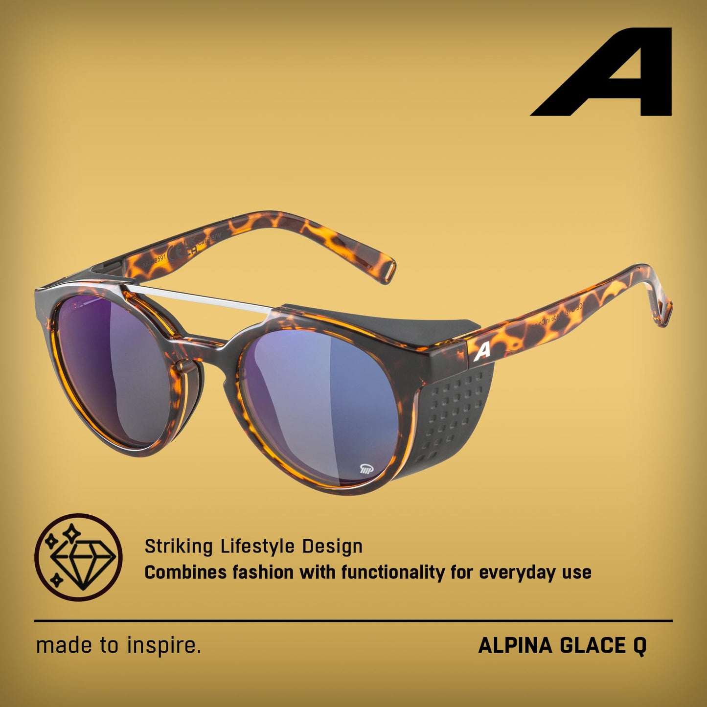 ALPINA GLACE P - Sunglasses with 100% UV Protection for Adults - Polarized, Mirrored & Shatterproof - Havana Gloss - One Size