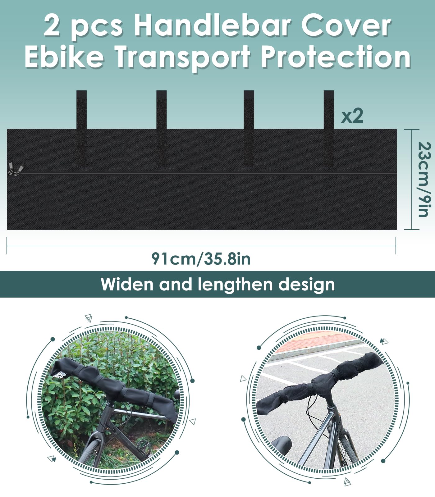 2 pcs Handlebar Cover Ebike Transport Protection, (35.8x 9 in) Widen lengthen Handlebar Protective Cover Handlebar Hood for Rear Rack Handlebar Rain