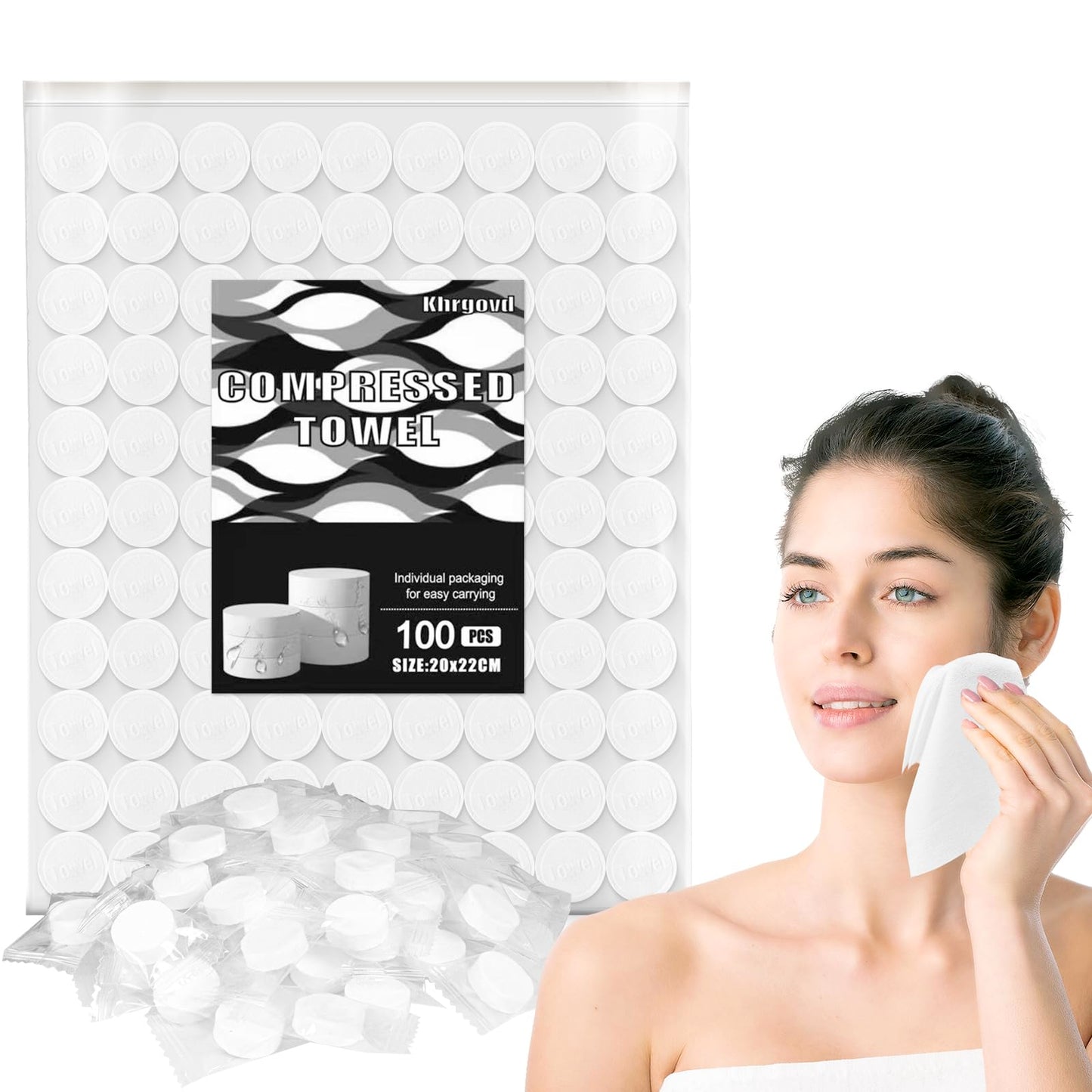 Khrgovd 100PCS Compressed Towel Tablets Mini Disposable Compressed Towel Tablets,Bulk Coin Tissues,Disposable and portable face towels suitable for travel, Camping, Sports, Beauty Salons, Home use