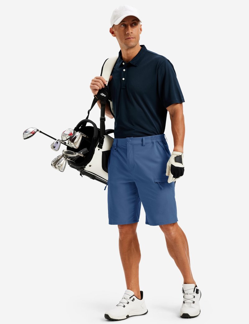 TACVASEN Mens Hiking Shorts Quick Dry Golf Cargo Lightweight Elastic Waist Travel Fishing Shorts with Pockets Blue Grey