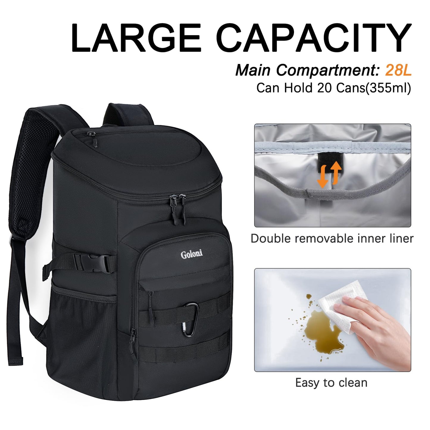 Upgraded Cooler Backpack 24 Cans – Lightweight Insulated Backpack Cooler, Leak-Proof & 18-Hour Ice Retention for Beach, Camping, Hiking (Men, Women, Family)