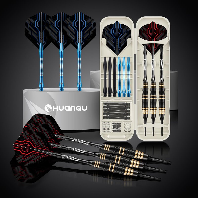 HUANQU Soft Tip Darts Set – 3 Pack Professional Darts Plastic Tip | Includes Extra Darts Tips/Flights/Shafts &Darts Case Accessories,Soft Tip Darts for Electronic Dart Board for Adults Darts