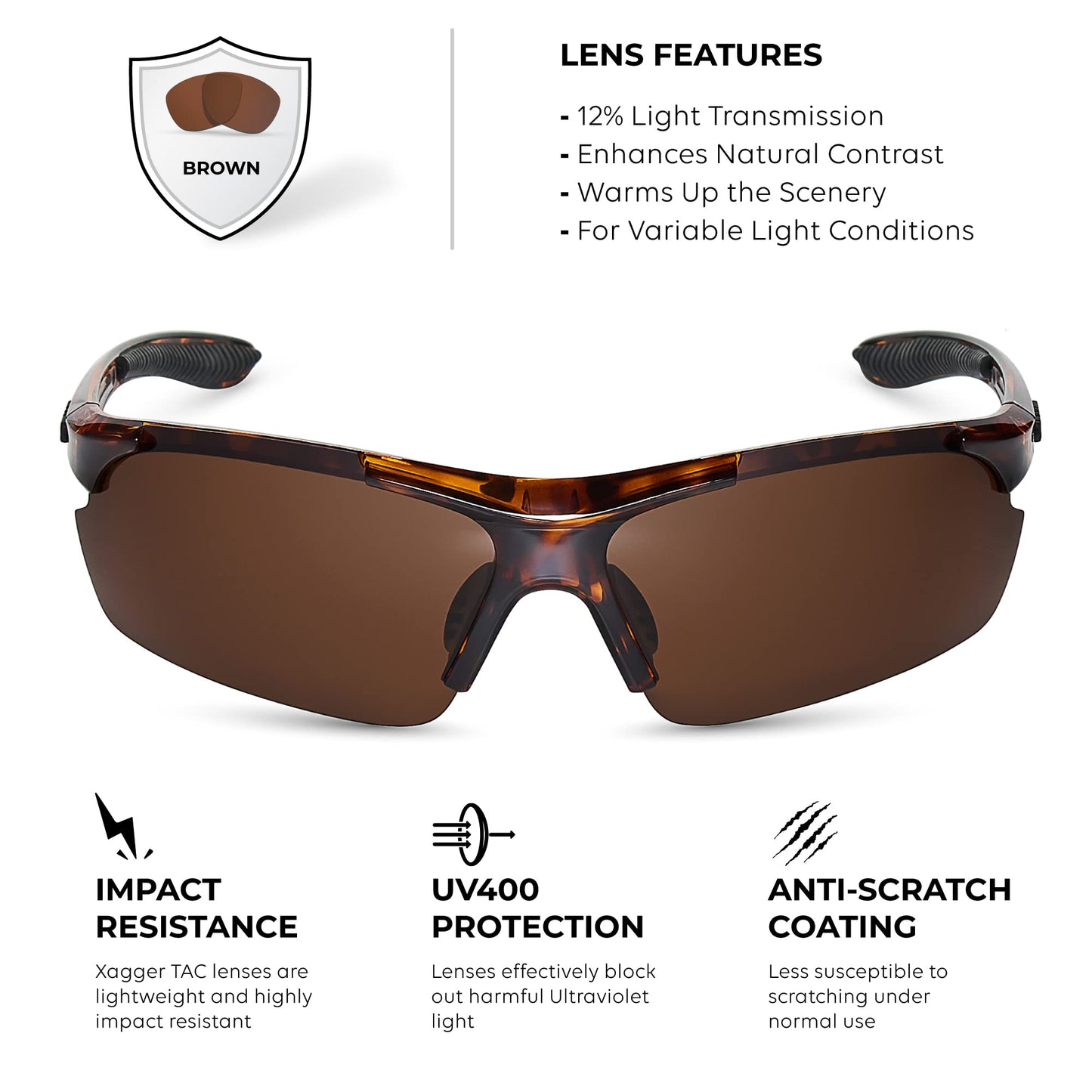 Xagger Polarized Sports Sunglasses for Men Women Wrap Around UV400 Running Baseball Softball Cycling Golf Hiking Fishing Driving Glasses