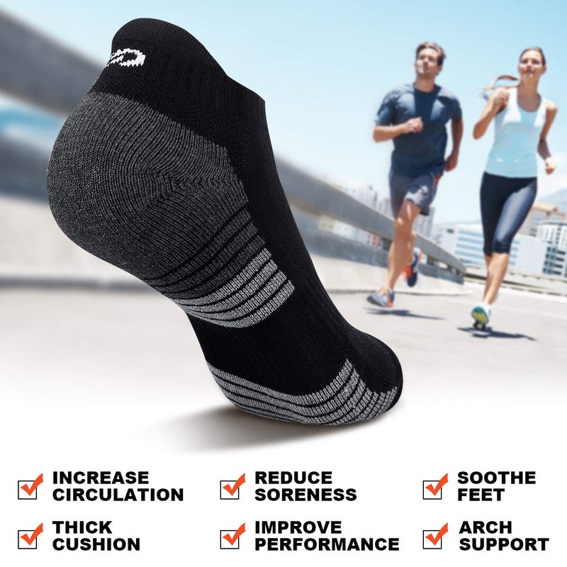 Lapulas Men Ankle Athletic Running Socks Cushioned Breathable Low Cut Sports Tab Socks Sneaker for Women Large