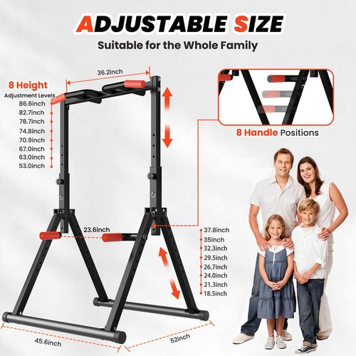 DOBESTS Foldable Power Tower Pull Up Bar Dip Station Adjustable Multifunction Workout Pull Up Tower Station Gym Strength Training Equipment Home Outdoor, Triangular Legs, 700 LBS