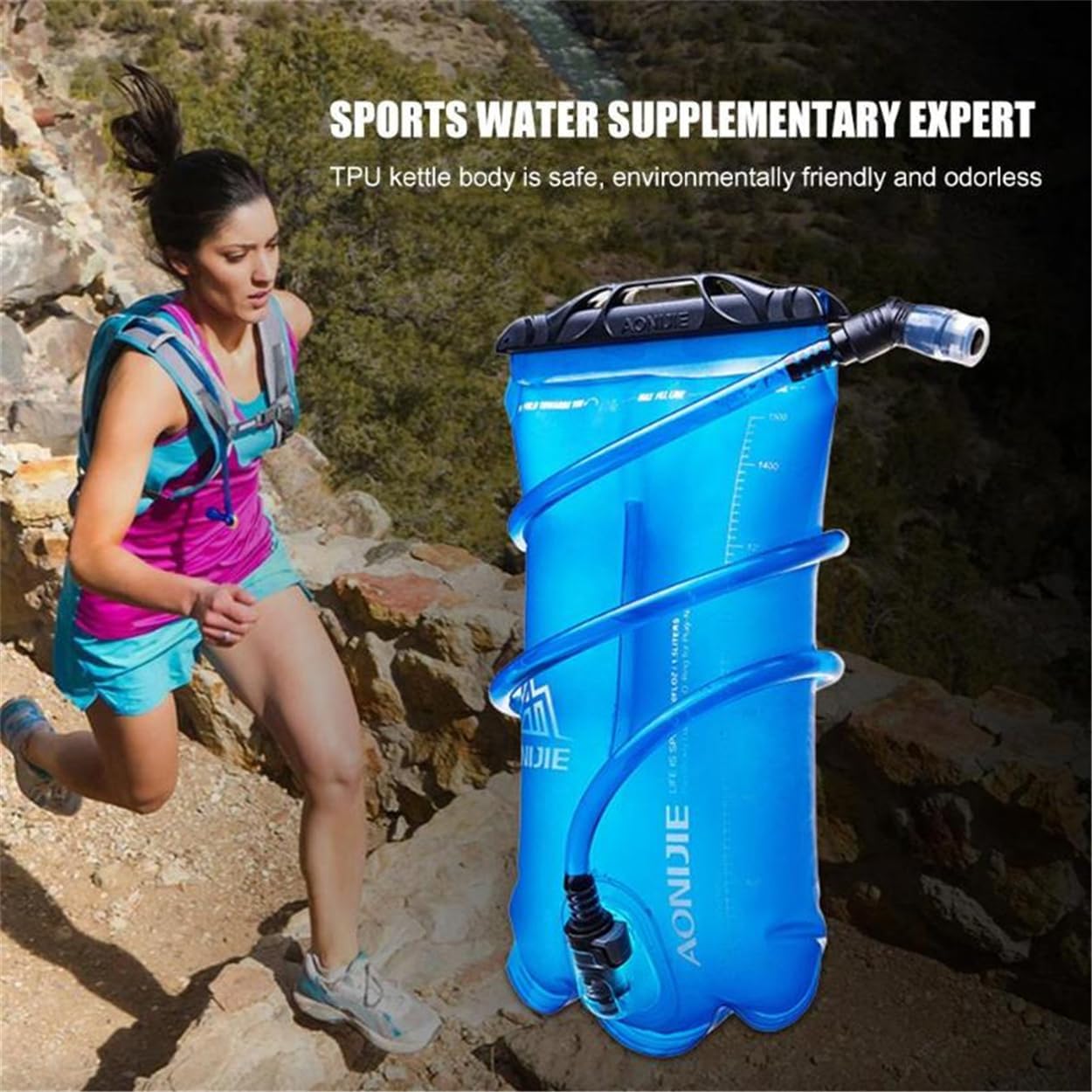 AONIJIE 1L/ 1.5L/ 2L/3L Folding Riding Running Water Bag Outdoor Mountaineering Backpack Drinking Bag (1.5L-TPU)