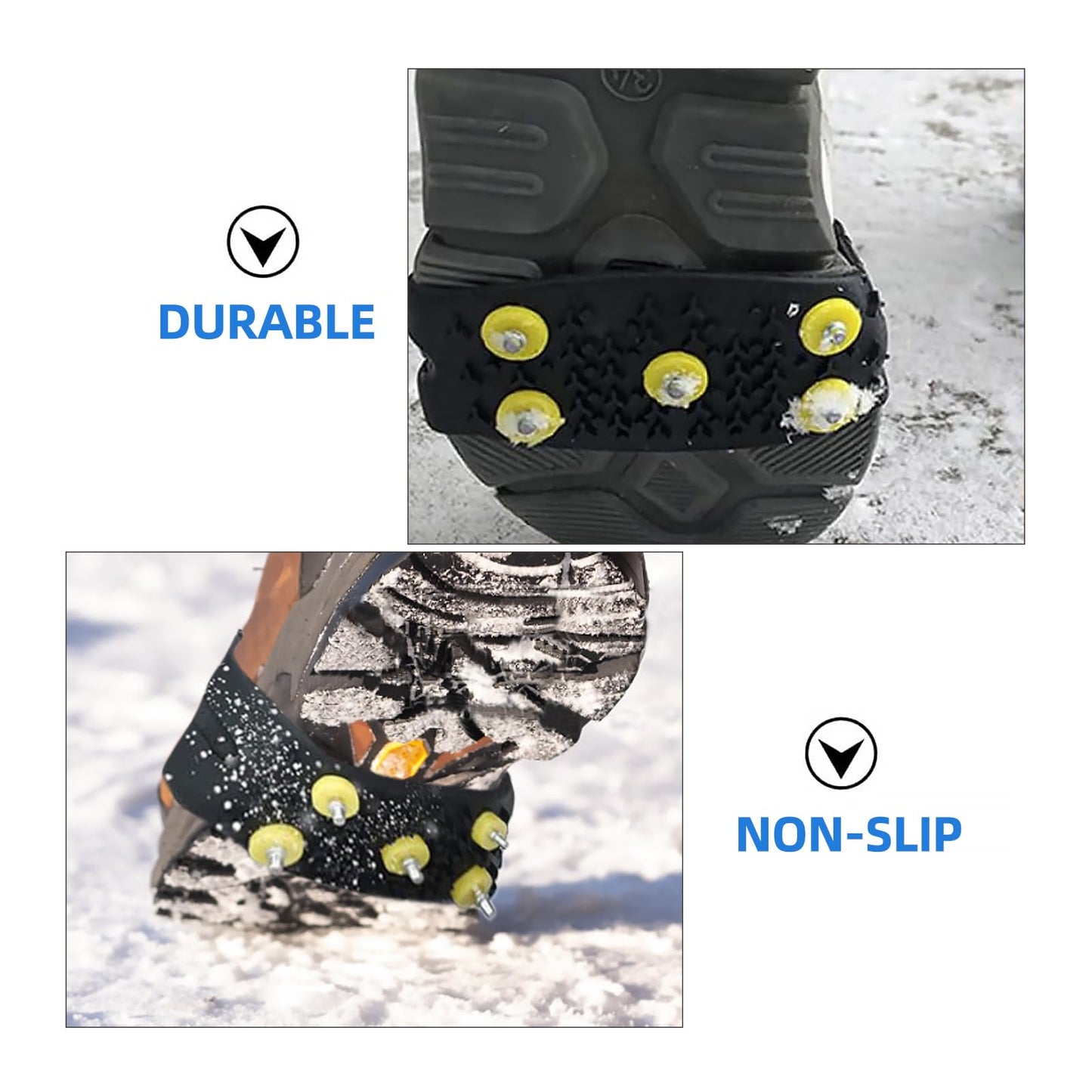 Kids Silicone ICE CRAMPONS – Anti-Slip 5 Spikes for Footwear, Traction Grips for Walking, Hiking, Snow, and ICE Adventures
