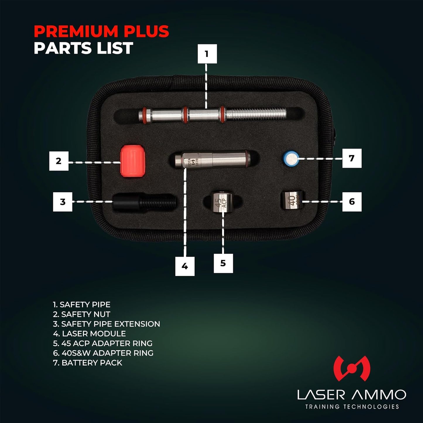 SureStrike™ Premium Plus Kit - SureStrike™ Training Laser Cartridge (Class I, 3.5mW) for 9mm, .40S&W, 45ACP.