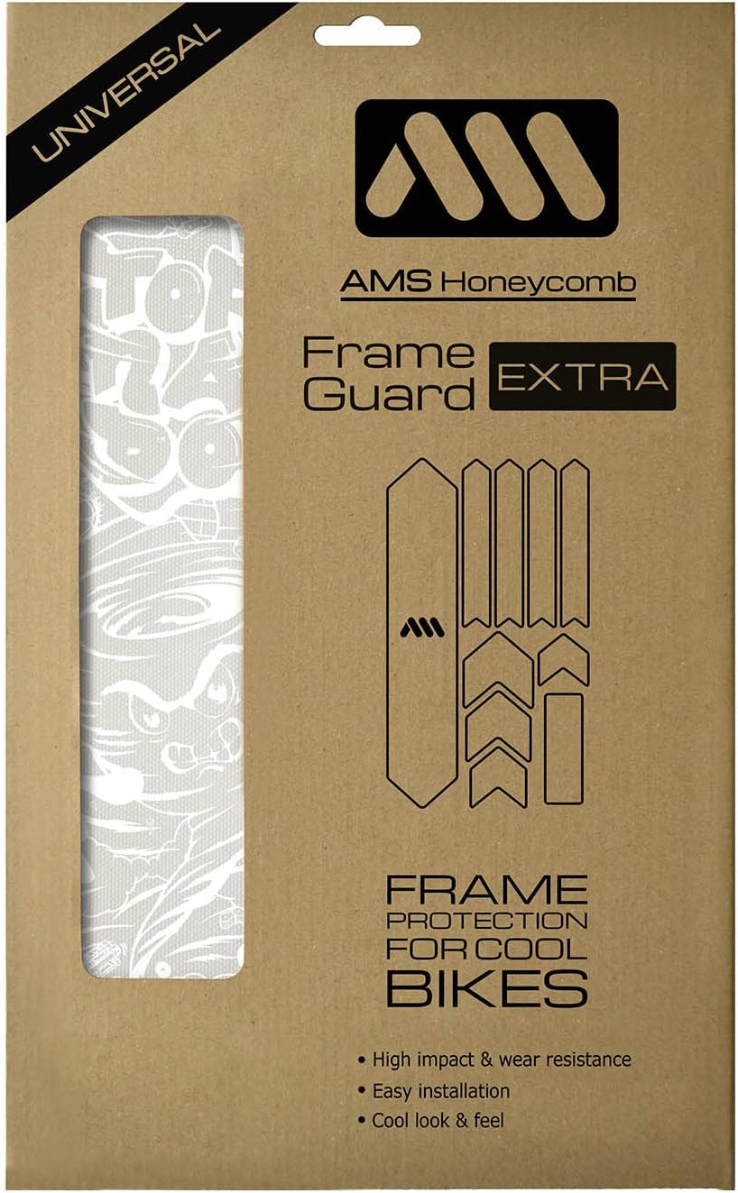 All Mountain Style Bike Frame Protector Extra - Universal Fit, 10-Piece Set for Down Tube, Chainstay, Cable Wear, High-Impact Honeycomb PVC