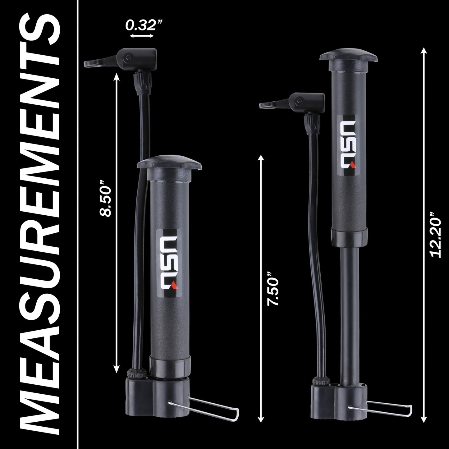 USU Sports Ball air Pump Manual Metal (Black)
