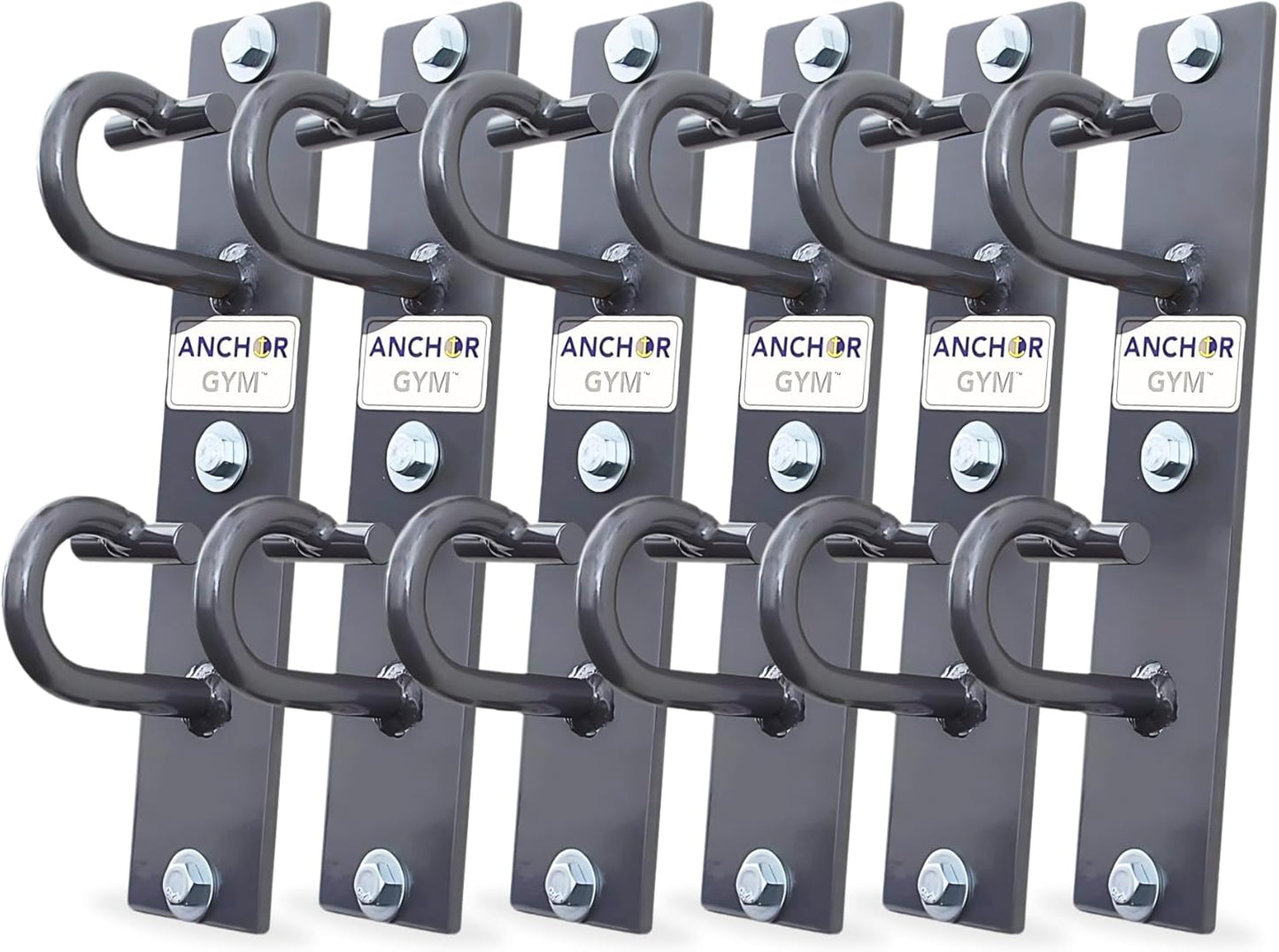 Anchor Gym Core Station - Wall Mount Workout Anchors for Resistance Band, Three Units with Two Hooks for Exercise Bands, Body Weight Straps, Strength Training - (Wood Mounting Screws Included)