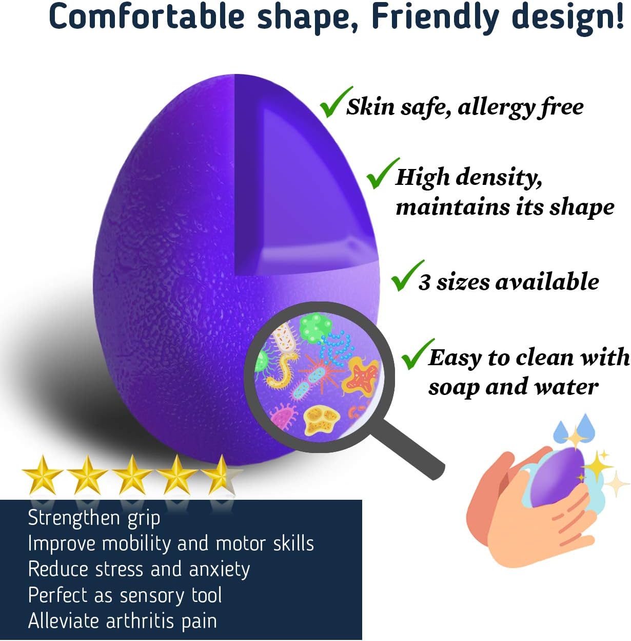 The Friendly Swede Stress Balls for Adults - 3 Squeeze Balls for Hand Therapy, Stress Relief & Strength; 3 Resistance Levels
