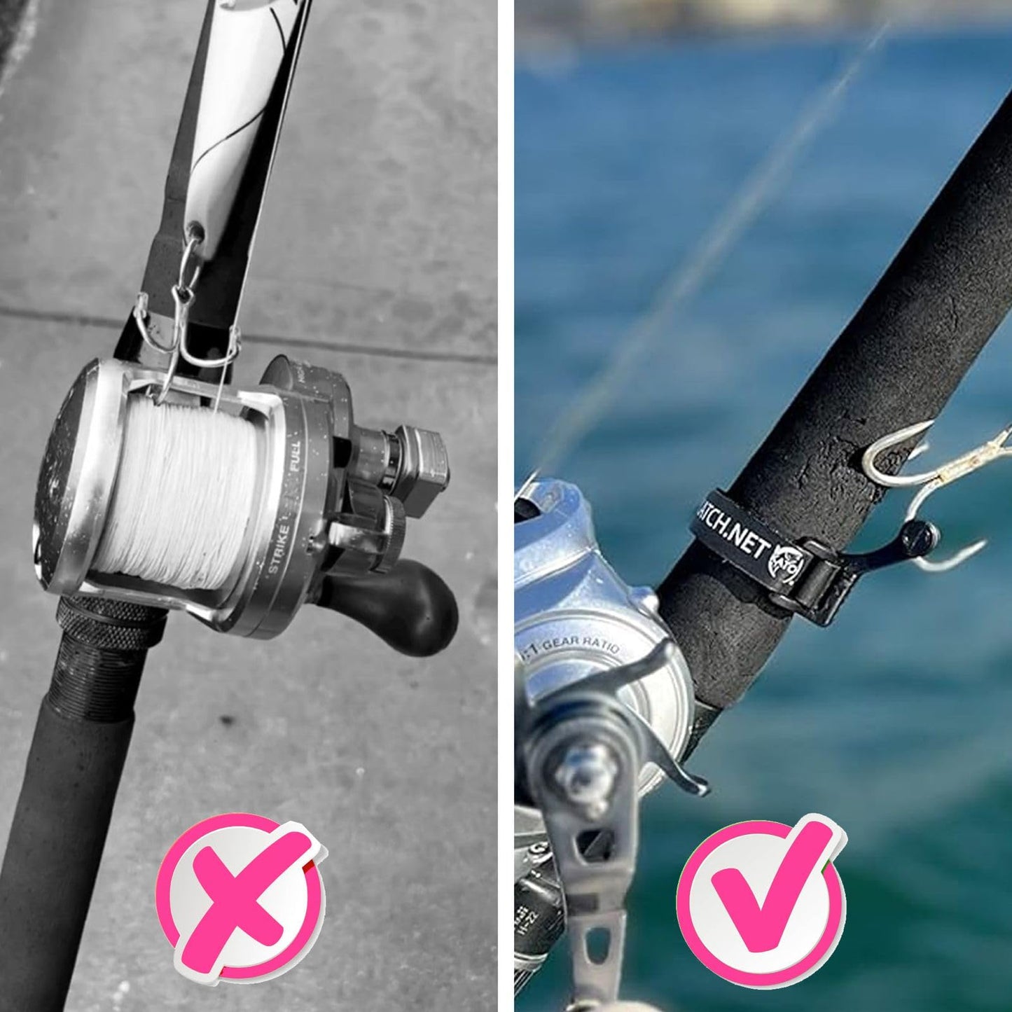 KATCH Hook Keeper for Fishing Rod: Regular & Mini Sizes - Secure Lure & Accessory Holder (Blue, Regular)