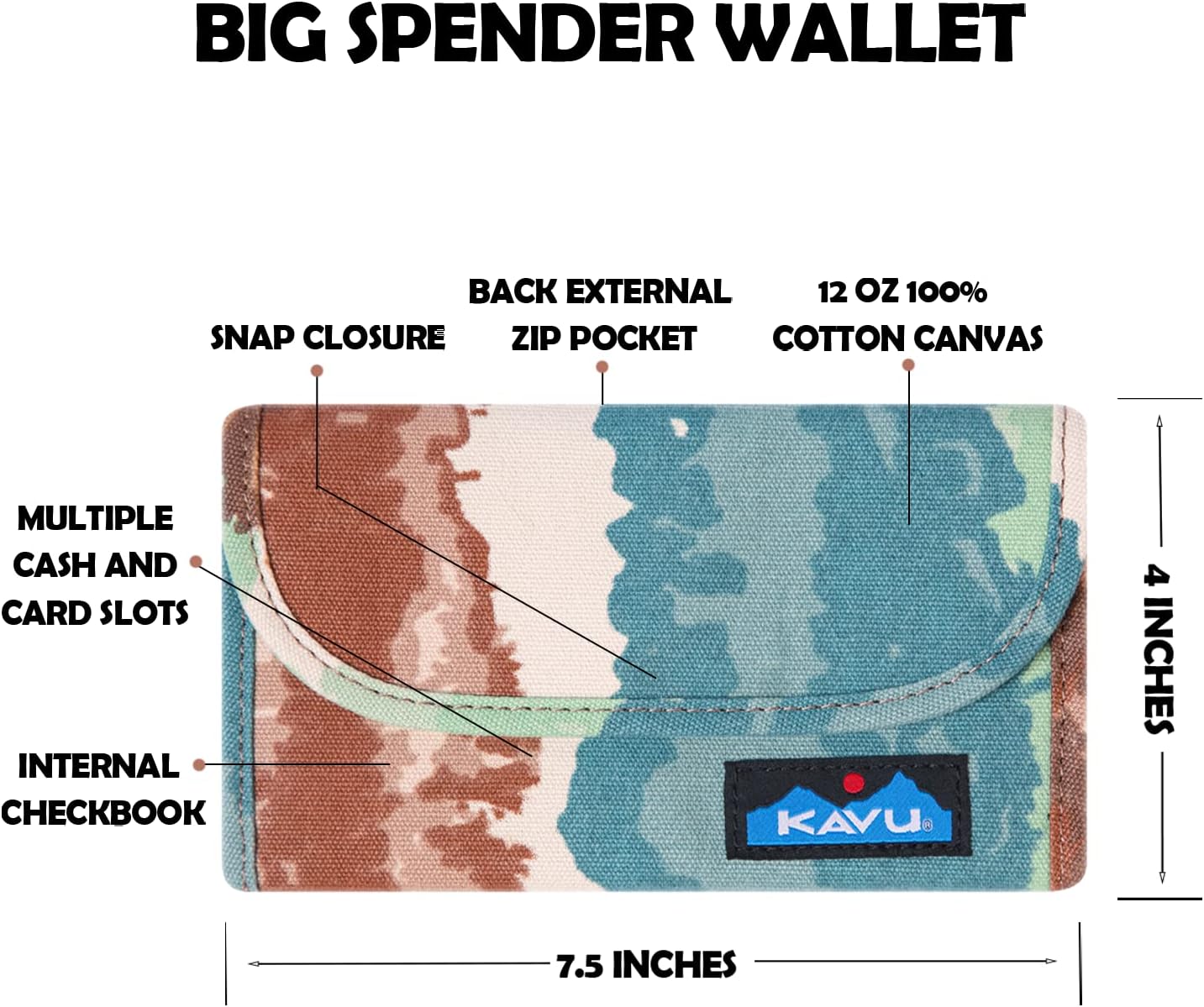 KAVU Big Spender Tri-fold Wallet Clutch Travel Organizer
