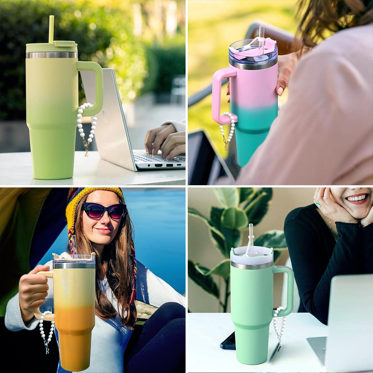 2PCS Stainless Steel Letter Charm Accessories for Stanley Cup, Initial Name ID Personalized Handle Charm for Stanley Tumbler,Yeti, Simple Modern Cups Handle(Letter D)