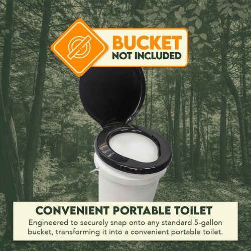 SE Portable Black Plastic Toilet Seat Lids, Fits a 5 Gallon Bucket, Great for Camping, Outdoor Activities, or for Emergencies