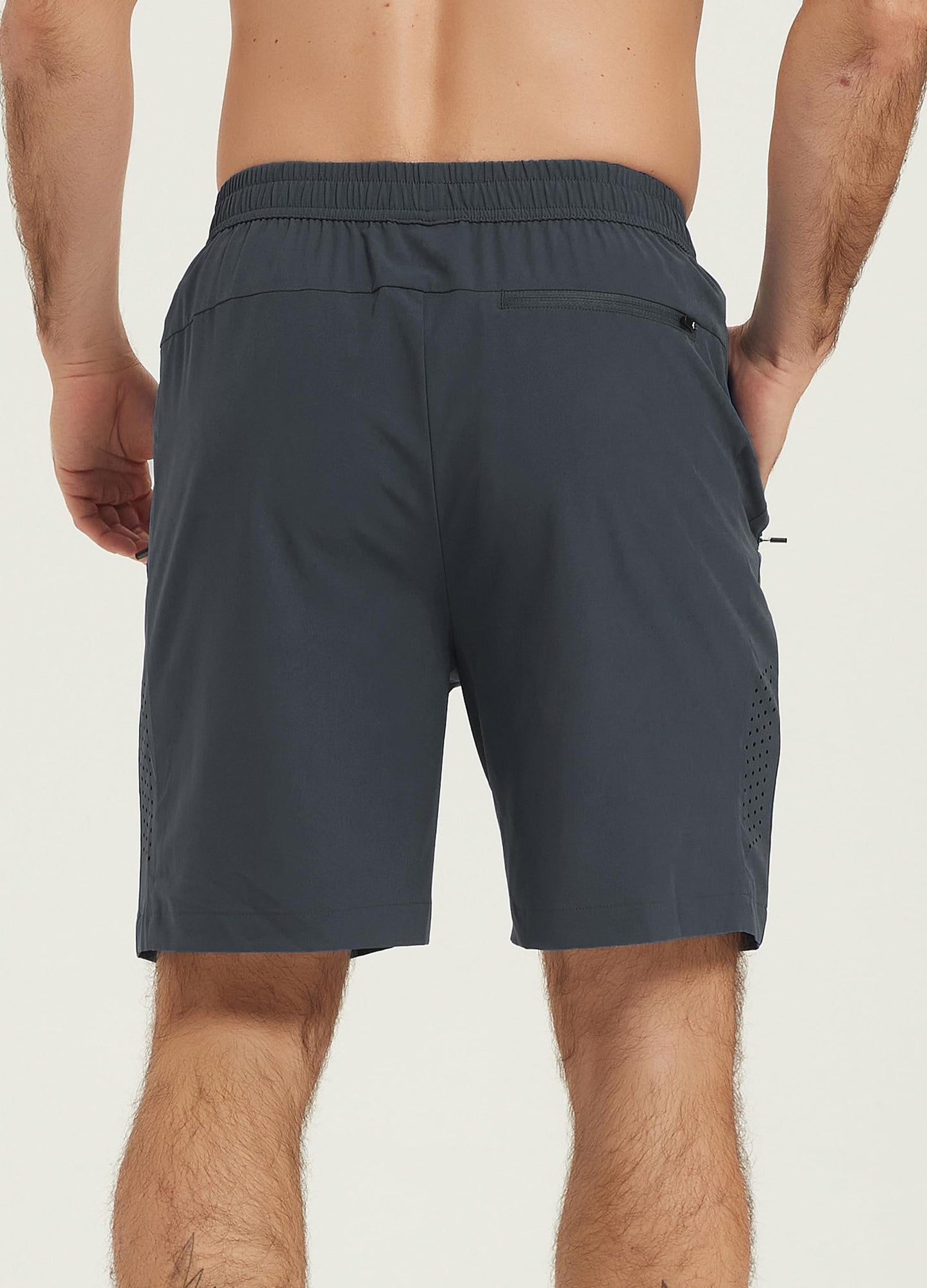 Laijar Men's Athletic Hiking Shorts 7" Quick Dry Lightweight Active Workout Running Gym Sports Shorts with Zipper Pockets Dark Gray M