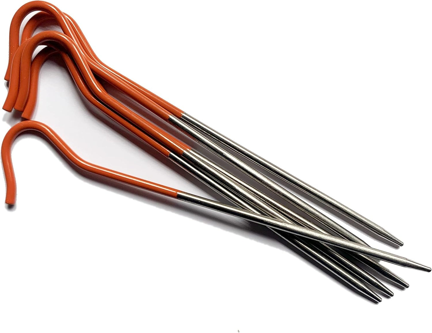 Vargo Titanium Shepherds Hook Stake with Fluorescent Orange Head (6 Pack) | Camping Tent Stakes | 0.3 Ounces (8 Grams) 6.5β L x 0.14β D (165 x 3.5mm) | Ultralight Durable Tent pegs | Model T-117