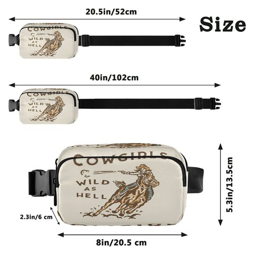 Wild West Rodeo Cowgirl Belt Bag for Women Men Fanny Pack Small Waist Pouch Crossbody Bags for Outdoor Hiking Running Travel