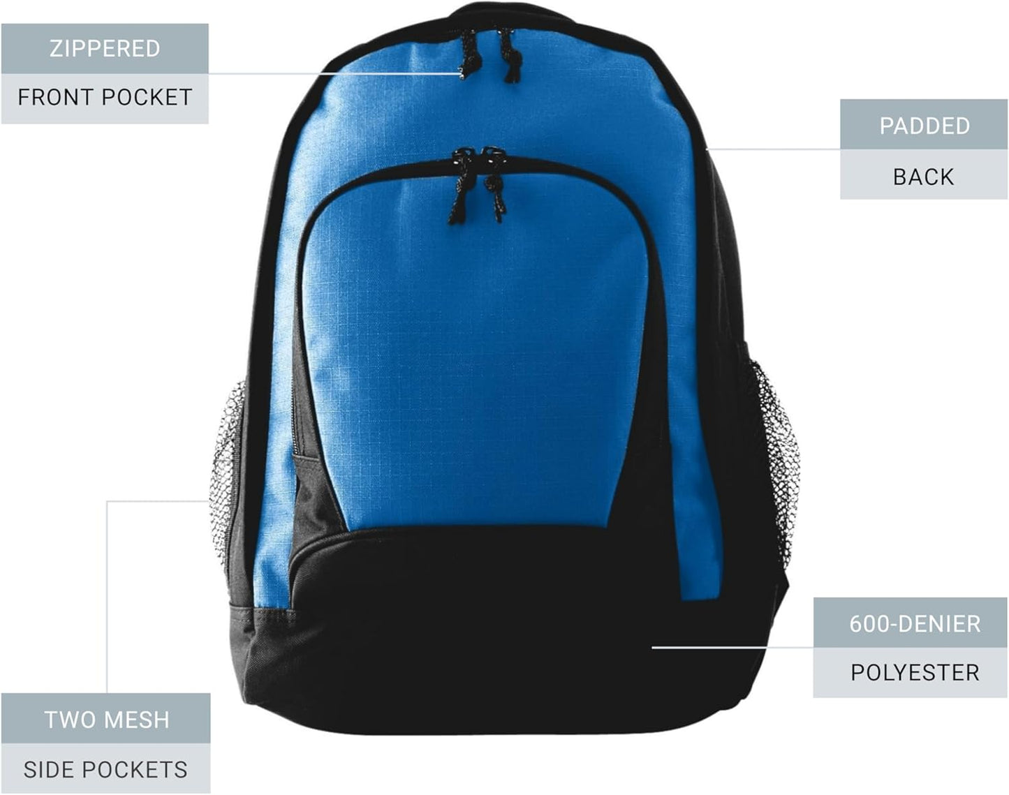 Augusta Sportswear Ripstop Backpack, One Size, Black/Black