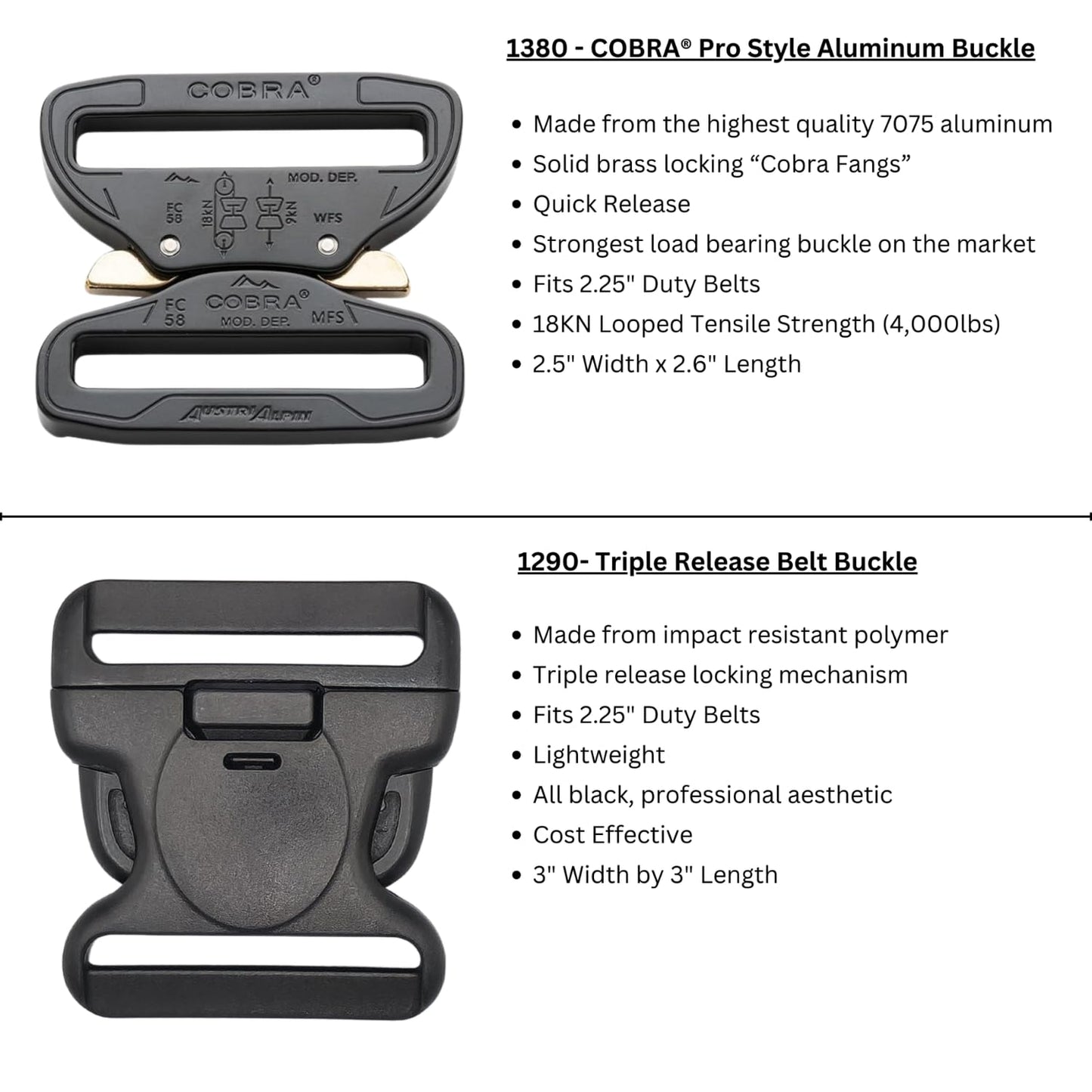 Hero's Pride Ballistic Deluxe Duty Belt, Triple Release Belt Buckle, Lightweight 2.25" Tactical Belt for Law Enforcement, 2XL (46-50")