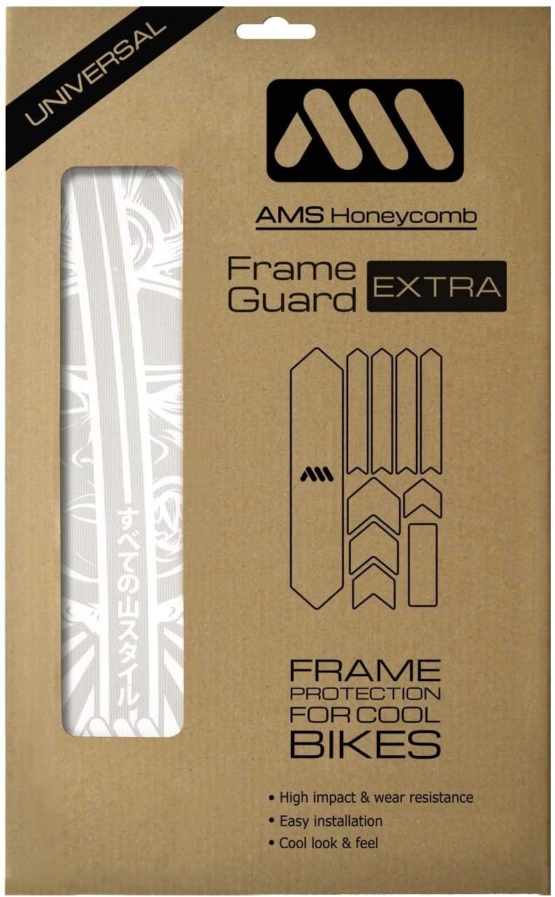 All Mountain Style Bike Frame Protector Extra - Universal Fit, 10-Piece Set for Down Tube, Chainstay, Cable Wear, High-Impact Honeycomb PVC
